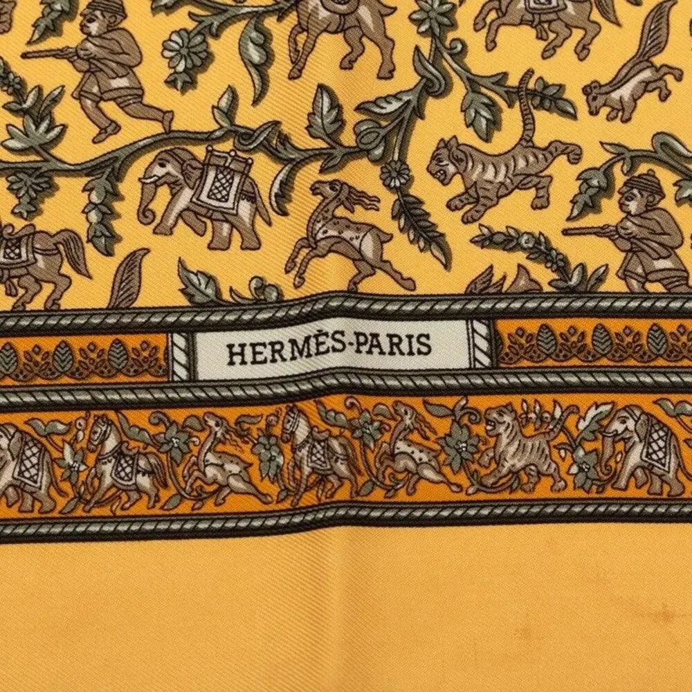 Hermes Silk Carre 45 Chasse En Inde Scarf Multicolor